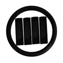 Black Steering Wheel Cover Set, Fabric, 5 Piece Car Interior Kit