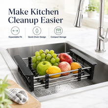 Expandable Sink Drain Basket, Stainless Steel Dish Rack, Black