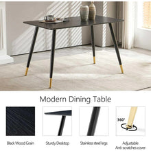 Dining Table, Black MDF Top, Metal Legs, 47.25 in, Seats 4