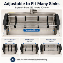 Expandable Sink Drain Basket, Stainless Steel Dish Rack, Black