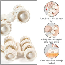 Manual Body Massage Roller, 16-Wheel Handheld Neck Back Waist Leg Massager, Lightweight ABS Resin Muscle Roller with Ergonomic Handle for Home, Office, Travel Relaxation, White