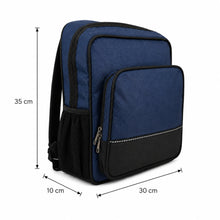 Blue Sling Backpack, Compact Crossbody Shoulder Bag with Front Zip Pocket, Side Mesh Pockets, Silver Accent Strip, 35 x 30 x 10 cm, for School, Work, Commute and Day Trips
