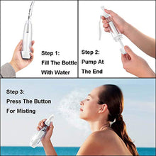 Portable Fine Mist Spray Bottle, Manual Pump Facial Mister with Refillable Water Tank, Wrist Strap, Compact Travel Mist Sprayer for Face, Hair, Office, Outdoor Cooling, White