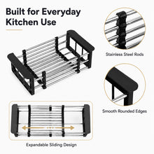 Expandable Sink Drain Basket, Stainless Steel Dish Rack, Black