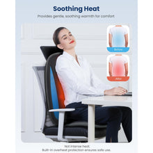 Back Massager with Heat, Chair Massage Pad with Deep Kneading Nodes, Seat Vibration, Spot & Full Back Control, Portable Cushion for Home Office Sofa Recliner, Black Blue