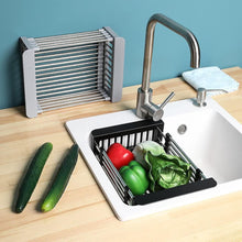 Expandable Sink Drain Basket, Stainless Steel Dish Rack, Black