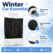 Ice Scraper Glove for Car Windshield, Built-In Scraper, Warm Fleece Lining, Water-Resistant Black Shell, 37 x 18 cm, Winter Snow Frost Ice Removal for Cars, SUVs and Trucks