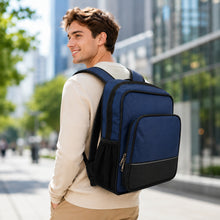 Blue Sling Backpack, Compact Crossbody Shoulder Bag with Front Zip Pocket, Side Mesh Pockets, Silver Accent Strip, 35 x 30 x 10 cm, for School, Work, Commute and Day Trips