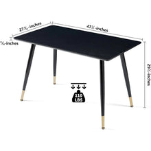 Dining Table, Black MDF Top, Metal Legs, 47.25 in, Seats 4