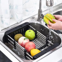 Expandable Sink Drain Basket, Stainless Steel Dish Rack, Black