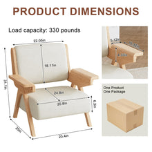 Mid Century Modern Accent Chair with Wooden Arms, 330 lb Capacity, 6.3 in Thick Cushion, 115° Backrest, Upholstered Lounge Armchair for Living Room Bedroom Reading Corner, Beige， Oliver Green and Light Blue