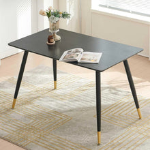 Dining Table, Black MDF Top, Metal Legs, 47.25 in, Seats 4