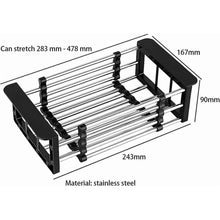 Expandable Sink Drain Basket, Stainless Steel Dish Rack, Black