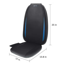 Back Massager with Heat, Chair Massage Pad with Deep Kneading Nodes, Seat Vibration, Spot & Full Back Control, Portable Cushion for Home Office Sofa Recliner, Black Blue