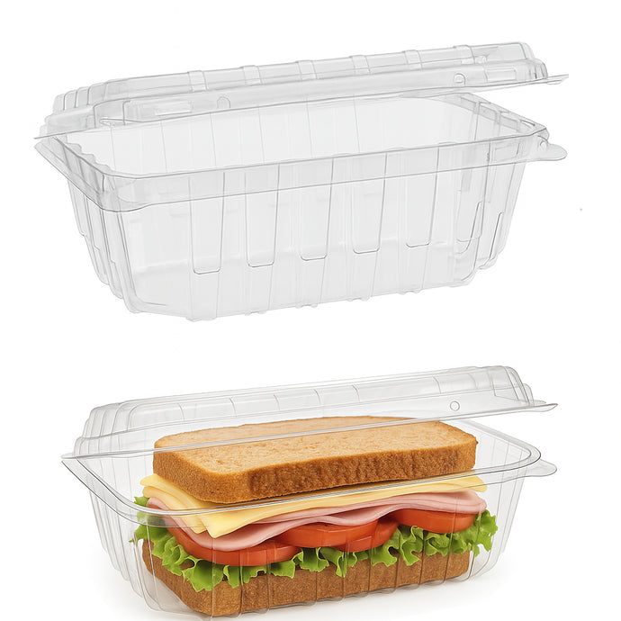 18 oz Clear Hinged Clamshell Food Containers (324 Pack) – Disposable PET Plastic Take-Out Boxes for Sandwiches, Salads, Fruits & Pastries | Stackable, Recyclable & Vented Design