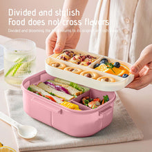 Stay organized on the go with this 3-layer leak-proof bento lunch box for adults and kids. Includes compartments, spork, and sauce cup. Microwave & dishwasher safe.