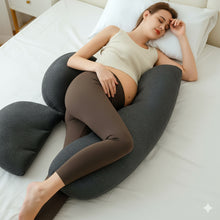 Adjustable Maternity Body Pillow for Pregnant Women – Ergonomic U-Shaped Pregnancy Pillow for Side Sleeping, Full Body Support for Back, Hips, Legs & Belly – Detachable and Washable Cover (Dark Grey / Light Grey)