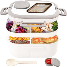 Stay organized on the go with this 3-layer leak-proof bento lunch box for adults and kids. Includes compartments, spork, and sauce cup. Microwave & dishwasher safe.