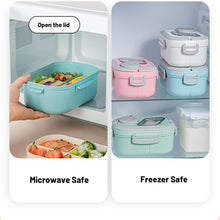 Stay organized on the go with this 3-layer leak-proof bento lunch box for adults and kids. Includes compartments, spork, and sauce cup. Microwave & dishwasher safe.
