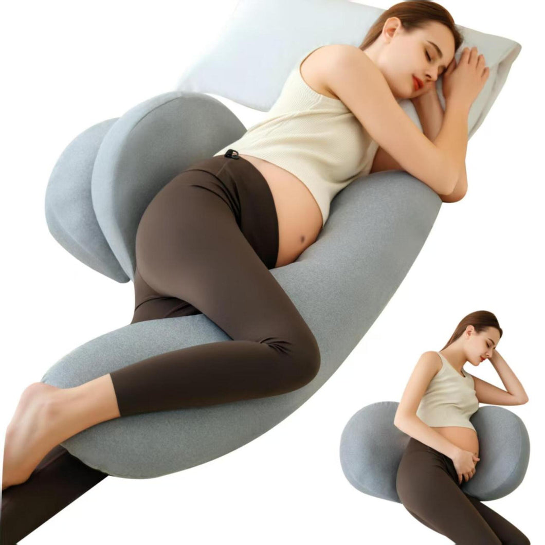 Adjustable Maternity Body Pillow for Pregnant Women – Ergonomic U-Shaped Pregnancy Pillow for Side Sleeping, Full Body Support for Back, Hips, Legs & Belly – Detachable and Washable Cover (Dark Grey / Light Grey)
