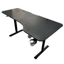 MSW Electric Standing Desk, 160 x 75 cm L-Shaped Adjustable Desk with Cup Holder, Headphone Hook, 2 Cable Grommets (V3-1675R)
