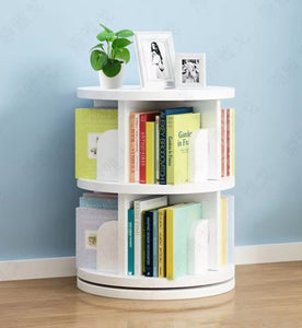 2 Tier 360° Rotating Stackable Shelves Bookshelf Organizer