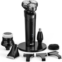 Electric Shaver 5-in-1 Grooming Kit for Men – Rechargeable Rotary Razor with Beard Trimmer, Nose Hair Trimmer, Facial Brush, 2-Speed Power, IPX7 Waterproof Wet & Dry Shaving Model TXD-X2