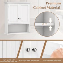 Wall Mounted Bathroom Cabinet with Double Doors and Open Shelf, Adjustable Shelves, Magnetic Door Catch, MDF Wood Storage Organizer for Bathroom, Kitchen, or Living Room – Whit