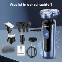 Electric Shaver 5-in-1 Grooming Kit for Men – Rechargeable Rotary Razor with Beard Trimmer, Nose Hair Trimmer, Facial Brush, 2-Speed Power, IPX7 Waterproof Wet & Dry Shaving Model TXD-X2