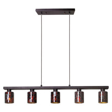 5-Light Kitchen Island Light, Antique Brown, Mosaic Glass - image 1