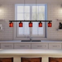 5-Light Kitchen Island Light, Antique Brown, Mosaic Glass - image 6