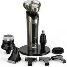 Electric Shaver 5-in-1 Grooming Kit for Men – Rechargeable Rotary Razor with Beard Trimmer, Nose Hair Trimmer, Facial Brush, 2-Speed Power, IPX7 Waterproof Wet & Dry Shaving Model TXD-X2