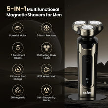 Electric Shaver 5-in-1 Grooming Kit for Men – Rechargeable Rotary Razor with Beard Trimmer, Nose Hair Trimmer, Facial Brush, 2-Speed Power, IPX7 Waterproof Wet & Dry Shaving Model TXD-X2