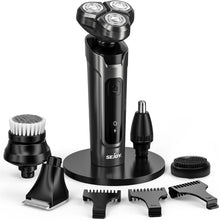 Electric Shaver 5-in-1 Grooming Kit for Men – Rechargeable Rotary Razor with Beard Trimmer, Nose Hair Trimmer, Facial Brush, 2-Speed Power, IPX7 Waterproof Wet & Dry Shaving Model TXD-X2
