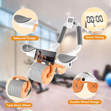 Automatic Rebound Abdominal Wheel, Excercise Ab Roller Wheel with Elbow Support, Phone Holder, Timer, Anti-Slip Pad (Orange) - image 3