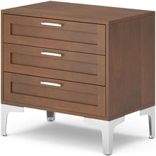 Accent Storage Cabinet, 3-Drawer Bedside Table Nightstand with Metal Legs for Home, Living Room, Bedroom