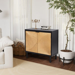 Accent Storage Cabinet, 2-Door Sideboard Cabinet with 2 Tier Shelving for Home, Living Room