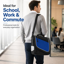 Shoulder Bag, 15.6-Inch Laptop Shoulder Bag, Blue Black, Work School - image 10