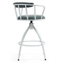 2 PCS Swivel Bar Stools Set with Upholstered Seats, Backrest & Footrest, Steel Frame Counter Height Chairs for Kitchen Island, Modern Blue