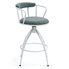 2 PCS Swivel Bar Stools Set with Upholstered Seats, Backrest & Footrest, Steel Frame Counter Height Chairs for Kitchen Island, Modern Blue