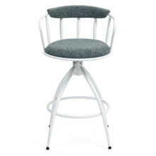 2 PCS Swivel Bar Stools Set with Upholstered Seats, Backrest & Footrest, Steel Frame Counter Height Chairs for Kitchen Island, Modern Blue