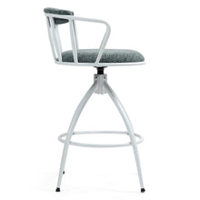 2 PCS Swivel Bar Stools Set with Upholstered Seats, Backrest & Footrest, Steel Frame Counter Height Chairs for Kitchen Island, Modern Blue