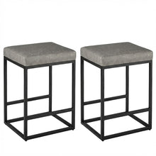 2PCS Square Bar Stool Set – 24" Counter & Bar Height, PU Leather Cushion, Heavy-Duty Steel Frame, Footrest & Non-Slip Feet for Kitchen Island, Bar & Dining