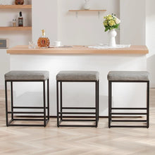2PCS Square Bar Stool Set – 24" Counter & Bar Height, PU Leather Cushion, Heavy-Duty Steel Frame, Footrest & Non-Slip Feet for Kitchen Island, Bar & Dining