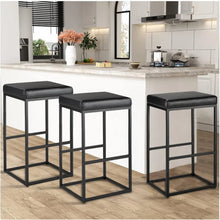 2 PCS Square Bar Stool Set – 30" Counter & Bar Height, PU Leather Cushion, Heavy-Duty Steel Frame, Footrest & Non-Slip Feet for Kitchen Island & Home Bar