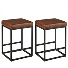 2 PCS Square Bar Stool Set – 30" Counter & Bar Height, PU Leather Cushion, Heavy-Duty Steel Frame, Footrest & Non-Slip Feet for Kitchen Island & Home Bar