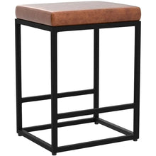 2PCS Square Bar Stool Set – 24" Counter & Bar Height, PU Leather Cushion, Heavy-Duty Steel Frame, Footrest & Non-Slip Feet for Kitchen Island, Bar & Dining