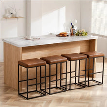 2 PCS Square Bar Stool Set – 30" Counter & Bar Height, PU Leather Cushion, Heavy-Duty Steel Frame, Footrest & Non-Slip Feet for Kitchen Island & Home Bar