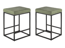 2PCS Square Bar Stool Set – 24" Counter & Bar Height, PU Leather Cushion, Heavy-Duty Steel Frame, Footrest & Non-Slip Feet for Kitchen Island, Bar & Dining