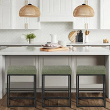 2PCS Square Bar Stool Set – 24" Counter & Bar Height, PU Leather Cushion, Heavy-Duty Steel Frame, Footrest & Non-Slip Feet for Kitchen Island, Bar & Dining